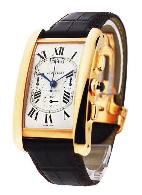 cartier tank americaine xl rose gold chronograph|cartier yellow gold tank watch.